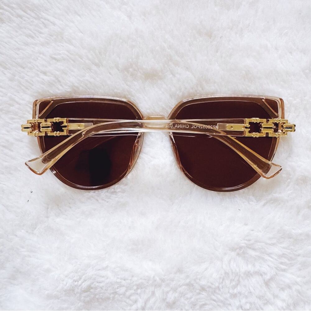 Genevieve Light Brown Rimless Polarized Sunglasses - Picture 10 of 11